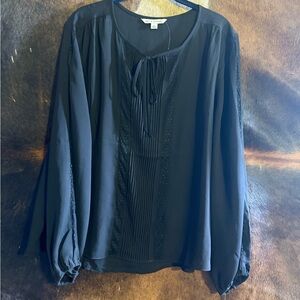 Zac & Rachel Black Blouse with Pleated Front